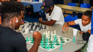 Two boys playing chess